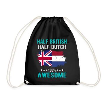 Half British Half Dutch - Drawstring Bag - black - Front