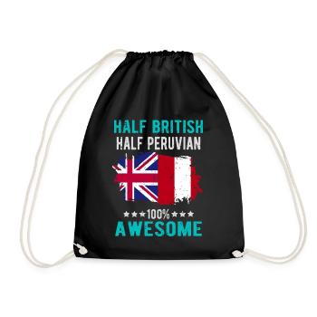 Half British Half Peruvian - Drawstring Bag - black - Front