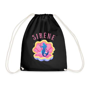 sirène coquillage perle - Sac de sport léger - noir - Devant