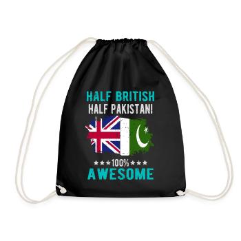 Half British Half Pakistanis - Drawstring Bag - black - Front