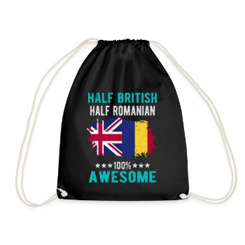 Half British Half Romanian - Drawstring Bag - black - Front
