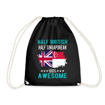 Half British Half Singaporean - Drawstring Bag - black - Front