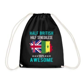 Half British Half Senegalese - Drawstring Bag - black - Front