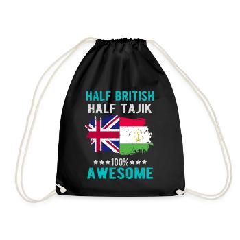Half British Half Tajik - Drawstring Bag - black - Front
