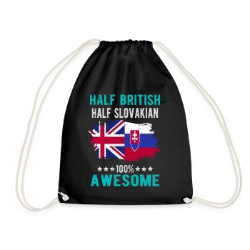 Half British Half Slovak - Drawstring Bag - black - Front