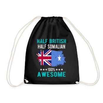 Half British Half Somali - Drawstring Bag - black - Front