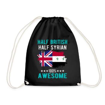 Half British Half Syrian - Drawstring Bag - black - Front