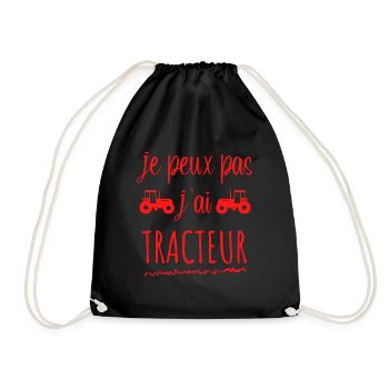 Je peux pas j'ai tracteur - rouge - Sac de sport léger - noir - Devant