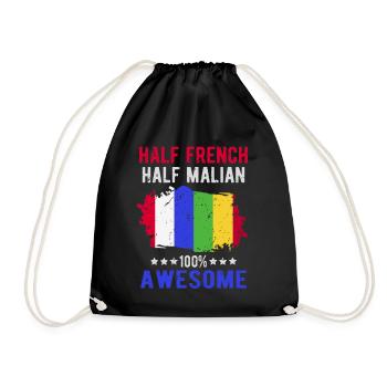 Half French Half Malian - Drawstring Bag - black - Front