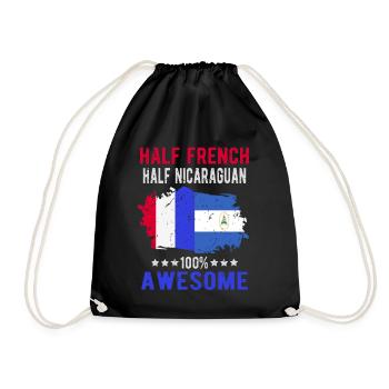 Half French Half Nicaraguan - Drawstring Bag - black - Front