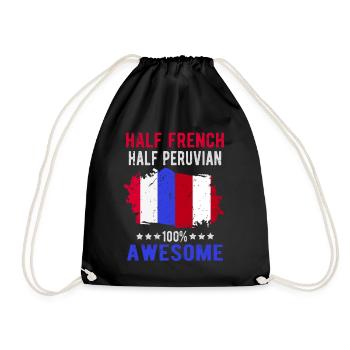Half French Half Peruvian - Drawstring Bag - black - Front