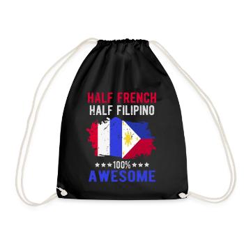 Half French Half Filipino - Drawstring Bag - black - Front