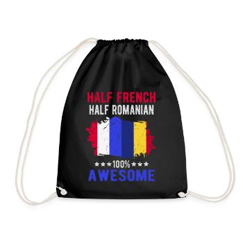 Half French Half Romanian - Drawstring Bag - black - Front