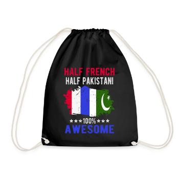 Half French Half Pakistani - Drawstring Bag - black - Front