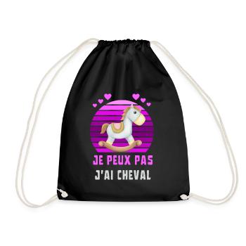 Cheval Equitation Humour - J''ai cheval à bascule - Sac de sport léger - noir - Devant