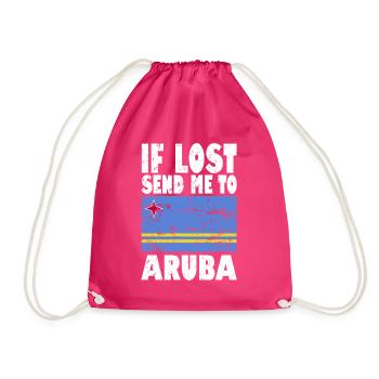 Aruba Flag Saying - Drawstring Bag - fuchsia - Front