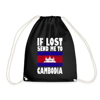 Cambodia Flag Saying - Drawstring Bag - black - Front