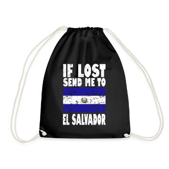 El Salvador Flag Slogan - Drawstring Bag - black - Front