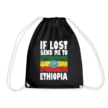 Ethiopia Flag Saying - Drawstring Bag - black - Front