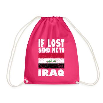Iraq Flag Slogan - Drawstring Bag - fuchsia - Front
