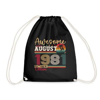 Awesome since August 1981 41st Birthday Gift - Drawstring Bag - black - Front