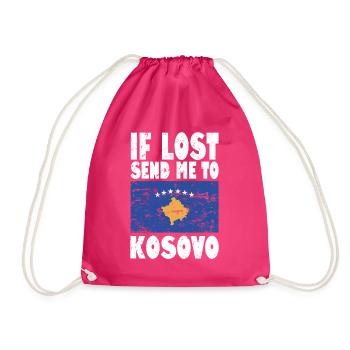Kosovo Flag Slogan - Drawstring Bag - fuchsia - Front