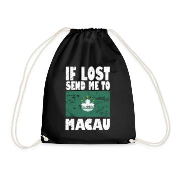 Macau Flagge Spruch - Turnbeutel - Schwarz - Vorne