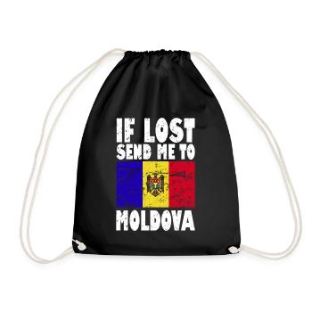 Moldova Flag Slogan - Drawstring Bag - black - Front