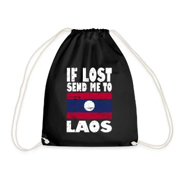 Laos Flagge Spruch - Turnbeutel - Schwarz - Vorne