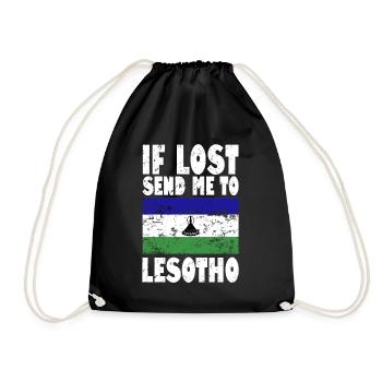 Lesotho Flagge Spruch - Turnbeutel - Schwarz - Vorne