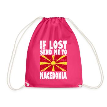 Macedonia Flag Slogan - Drawstring Bag - fuchsia - Front