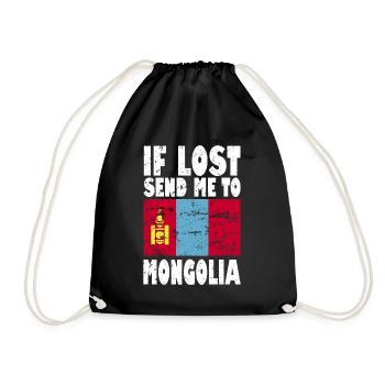 Mongolia Flag Saying - Drawstring Bag - black - Front