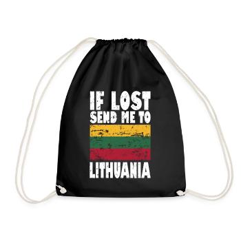 Lithuania Flag Saying - Drawstring Bag - black - Front