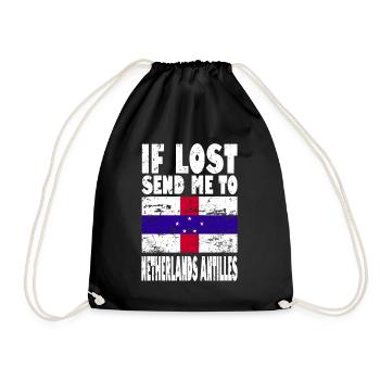 Niederländische Antillen Flagge Spruch - Turnbeutel - Schwarz - Vorne