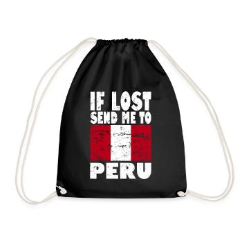 Peru Flag Saying - Drawstring Bag - black - Front