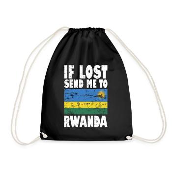 Rwanda Flagge Spruch - Turnbeutel - Schwarz - Vorne
