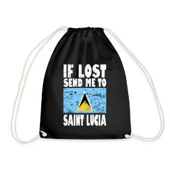 Saint Lucia Flag Saying - Drawstring Bag - black - Front