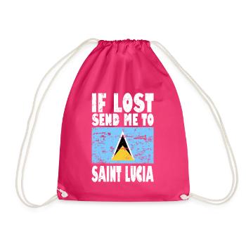 Saint Lucia Flag Saying - Drawstring Bag - fuchsia - Front