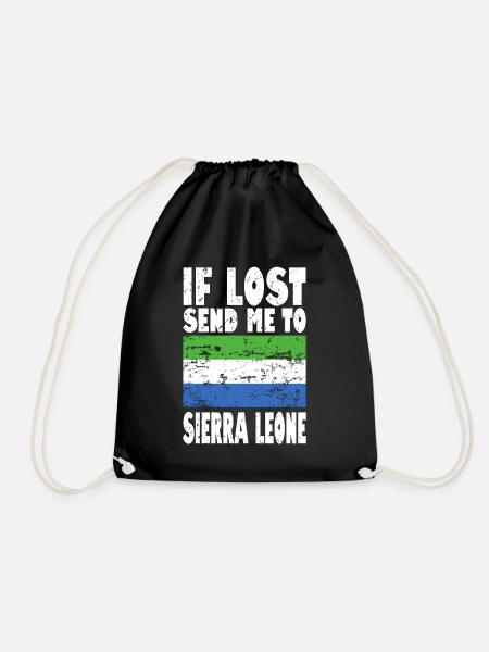 Sierra Leone Flag Saying - Drawstring Bag - black