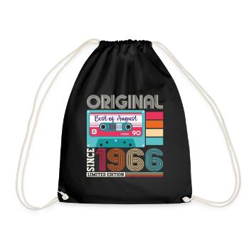 Original August 1966 56. Geburtstag Geschenk Retro - Turnbeutel - Schwarz - Vorne