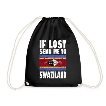 Swasiland Flagge Spruch - Turnbeutel - Schwarz - Vorne