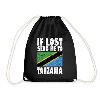 Tanzania Flagge Spruch - Turnbeutel - Schwarz - Vorne