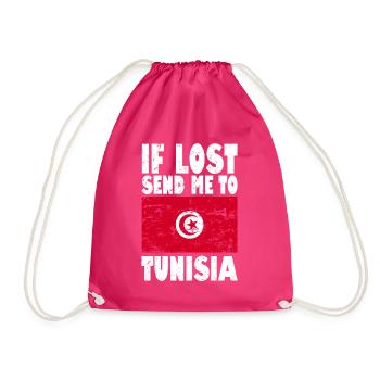 Tunisia Flag Slogan - Drawstring Bag - fuchsia - Front