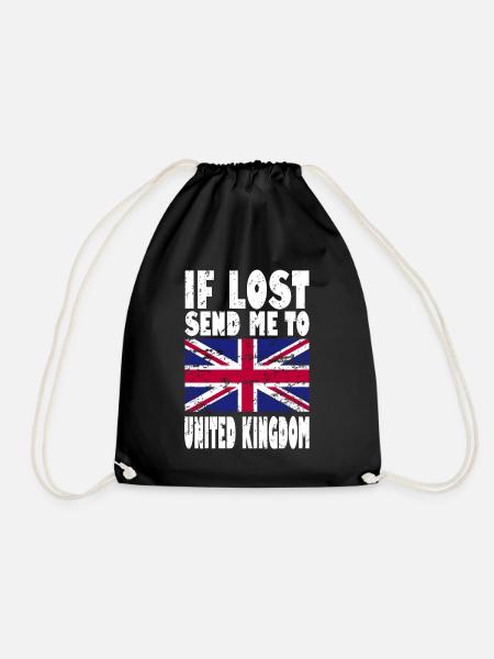 UK Flag Slogan - Drawstring Bag - black