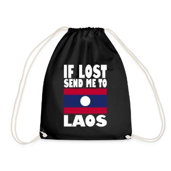 Laos Flagge Spruch - Turnbeutel - Schwarz - Vorne