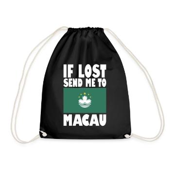 Macau Flagge Spruch - Turnbeutel - Schwarz - Vorne