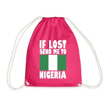 Nigeria Flag Saying - Drawstring Bag - fuchsia - Front