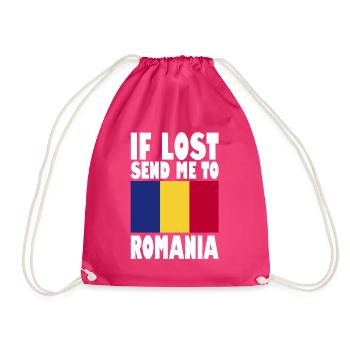 Romania Flag Slogan - Drawstring Bag - fuchsia - Front