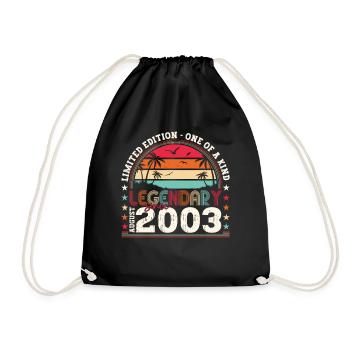 Legendary August 2003 19th Birthday Gift Fun - Drawstring Bag - black - Front