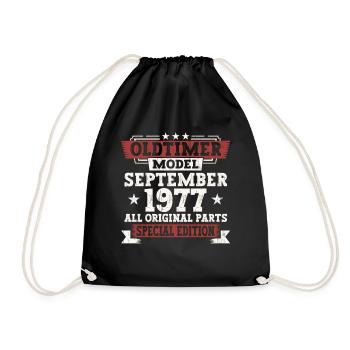 Oldtimer September 1977 45th birthday gift - Drawstring Bag - black - Front